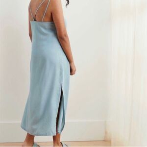 Aerie Chambray Slit Strappy Spaghetti Straps Maxi Dress- Size Medium